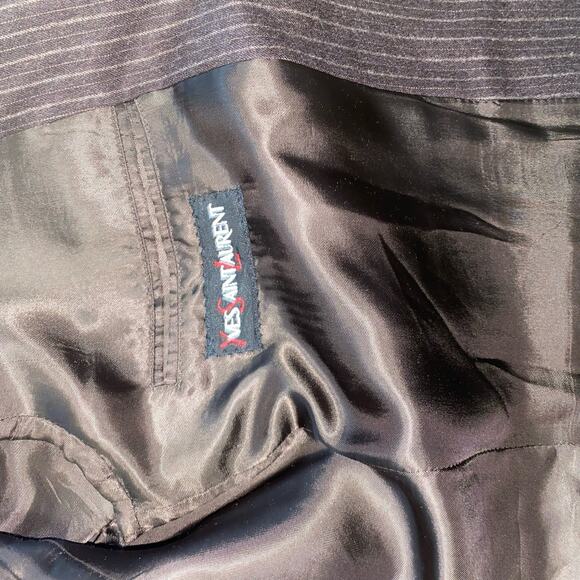 Yves Saint Laurent Brown Wool Pinstripe Single Breasted Blazer Jacket size 42 - Picture 5 of 10